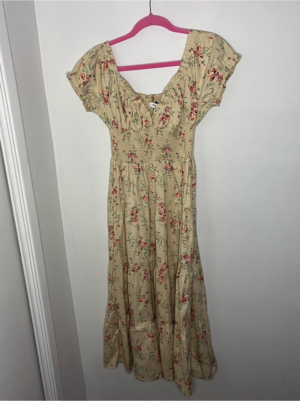 New Weworewhat Puff Sleeve Smocked Midi Dress in Dainty Floral Size Small - Picture 6 of 8